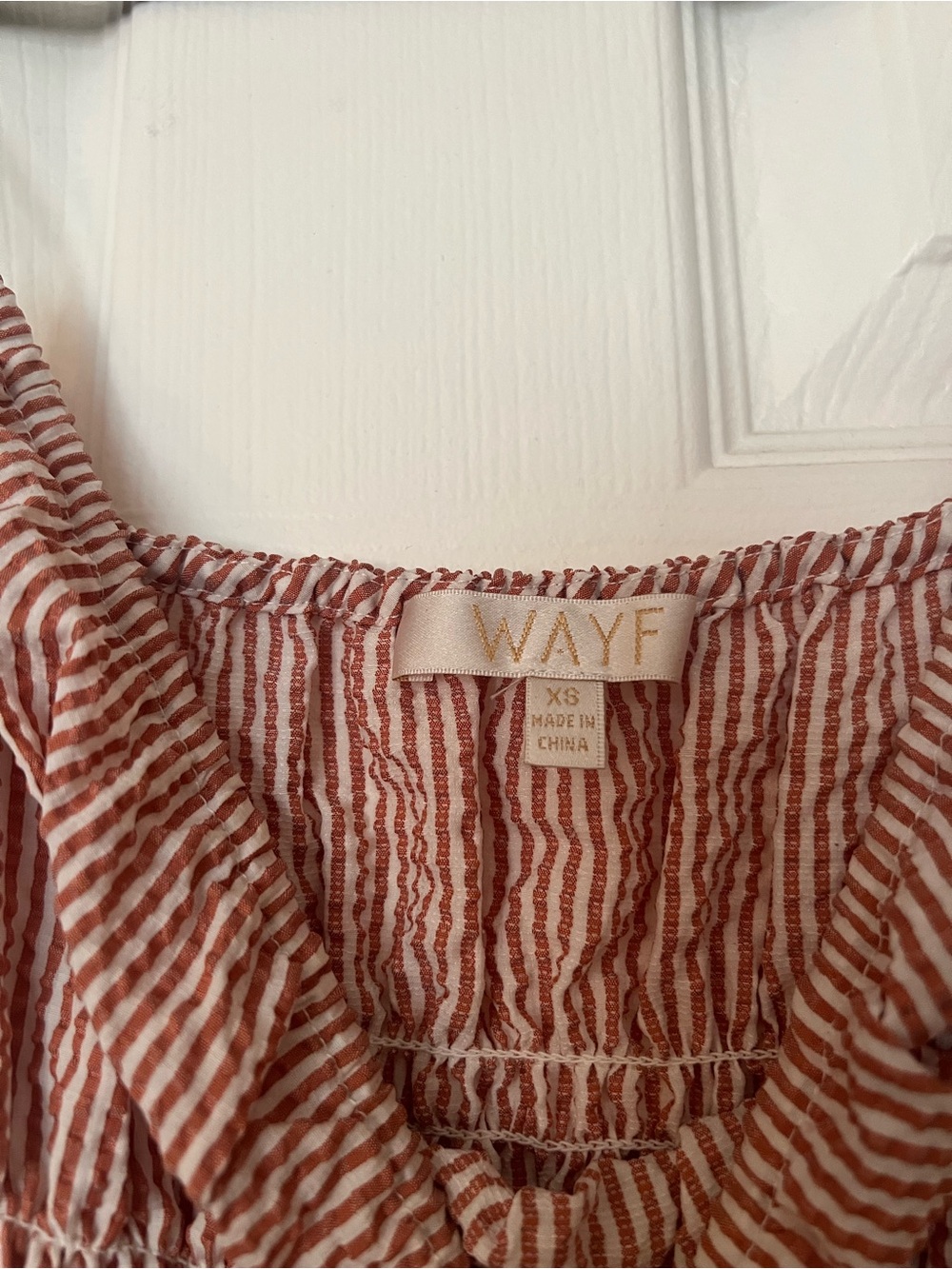 WAYF Smocked Strappy Midi Dress - red and white - Picture 2 of 3